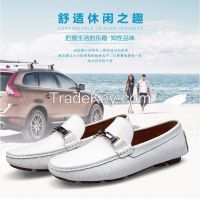 Black and white male leather shoes British leisure shoes