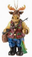 Moose with Fishing Pole Ornament