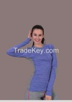 women's blue pure woolen round neck underwear/undergarment