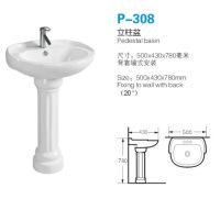 Sanitary Ceramic Pedestal Bathroom Sinks Wash Basins , Bathroom Corner Pedestal Sink , Hand Wash Basin With Pedestal