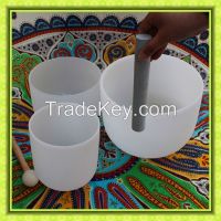 Frosted quartz crystal singing bowls