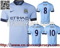 2014-15 Manchester City HOME Soccer Jerseys Thai Quality England survetement Football