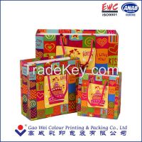High Quality OEM Design Gift Paper Bag With Ribbon Handles