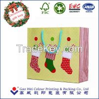 2016 Christmas Cute printing paper shopping bag /paper hang bag for gift