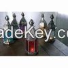 Colored Glass Moroccan Iron Candle Lantern