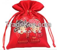 satin bag with embroidery flower
