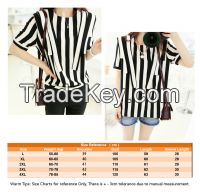 black & White stripes Chiffon Blouse