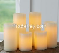 PB ESSENTIAL FLAMELESS WAX PILLAR CANDLE, SET OF 6