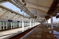 PTFE light rail station of Tension membrane structure
