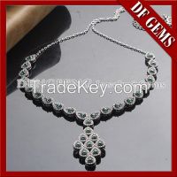 Elegant Style Micro Pave CZ Setting 925 sterling silver necklace