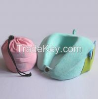 2015 traveling portable  foldable memory foam neck pillow with velvet cover