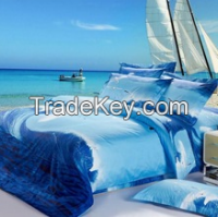 Luxury 4pcs 100% cotton 3D printed shiny bedlinen duvet cover set bedding set