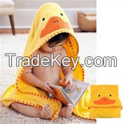 High Quality Yellow Duck Animal Modeling Babi Face Hooded Terry Baby Towel