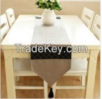 100% Polyester fabric embroidered table runner with tassels