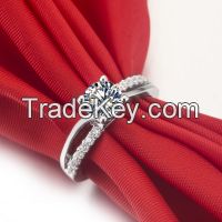 1Ct Romantic NSCD Synthetic Diamond Micro-Pave Engagement Rings for Wo