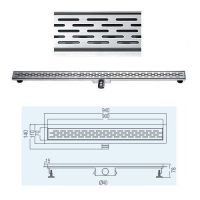 European-style Linear Shower Floor Drain (Stainless Steel, with side drainage, no flange)