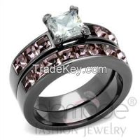 Sell Delicate Pave Diamond Stainless Steel Wedding Ring Sets