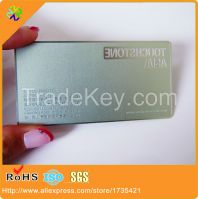 high quality black words/logos engraved stainless steel brushed metal business card(0.3mm/0.5mm/0.8mm etc)