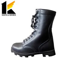 Black leather military boots