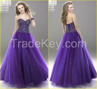 2015 New Style Diamonded Purple Tulle A Line Designer Evening Dresses