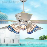 Cheap tiffany style flush mount ceiling fan with lights