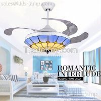 Modern ceiling fan with tiffany light and remote