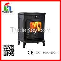classical cast iron wood burning stove, with back water boiler