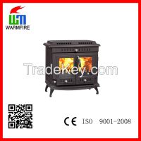 modern cast iron wood burning stove, with back water boiler