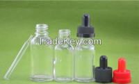 15ml clear glass dropper bottle with childproof cap