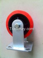 Heavy duty swivel zinc plated industrial Red PU caster wheel