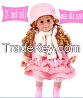 hot sale toy stuffed plush toy 24 inch Vinyl doll with plastic face