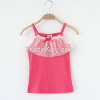 fashionable girls vest cotton with mesh summer vest children clothing