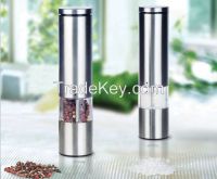 Metal electric pepper or salt grinder