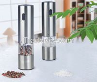 Metal electric pepper or salt grinder