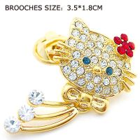 Sell gold-plated rhinestone kitty cat brooch