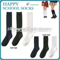 China socks manufacture supply OEM cotton shool socks, knee high student socks