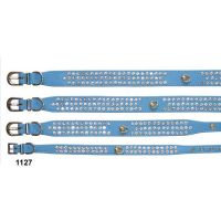 Leather Dog Collar with Crystal Line