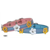 Colourful Flower Leather Dog Collar