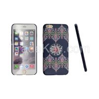 Sell Blue PU printing with diamond phone cover case for  iphone 5/5s/6/6plus CO-LTC-1020