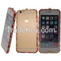 Sell Bright Red Color Chinese Style Bling Crystal Diamond case/frame for iphone 5/5s/6/6plus CO-MTL-6015