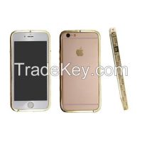 Sell White color check pattern metal frame with bling diamonds for iphone 5/5s/6/6plus CO-MTL-6008