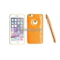 Sell Orange metal frame pu leather back cover phone case for iphone 5/5s/6/6plus CO-MIX-9017
