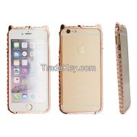 Sell Rose Gold color bling crystal diamond case with kitty cat pattern for iphone 5/5s/6/plus CO-MTL-6012