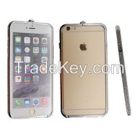 Sell Sliver bling crystal 2 lines diamond phone frame for iphone 6/6plus CO-MTL-6009