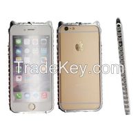 Silver color bling crystal diamond phone frame with phone chain CO-MTL-6012