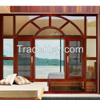 High quality Wooden grain aluminum glass casement window from China manufacturer