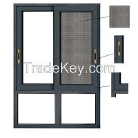 Hot sale Dark grey aluminum glass sliding window with metal net from China manufacturer