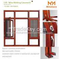 Wooden grain aluminum glass casement window from China manufacturer