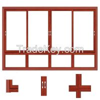 wooden grain large aluminum glass sliding window from China manufacturer