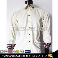 2015 Manufactures Double Collar Men's Dress Shirt in yellow color